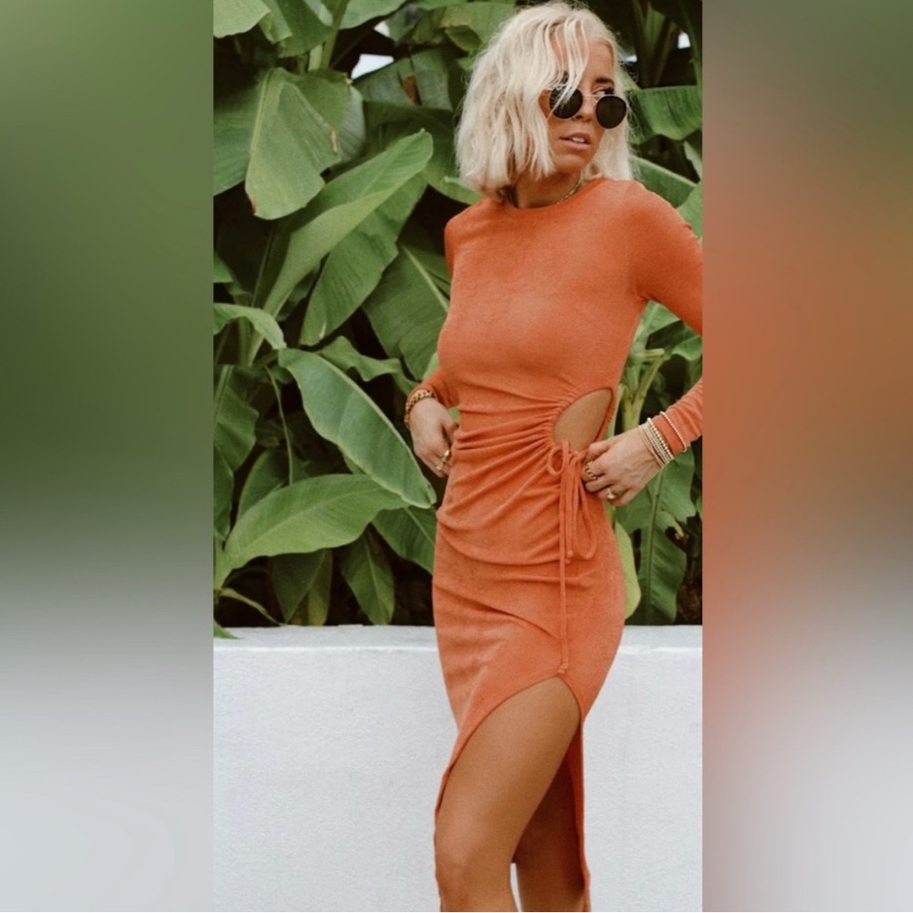 12th Tribe Orange Long Sleeve Dress
